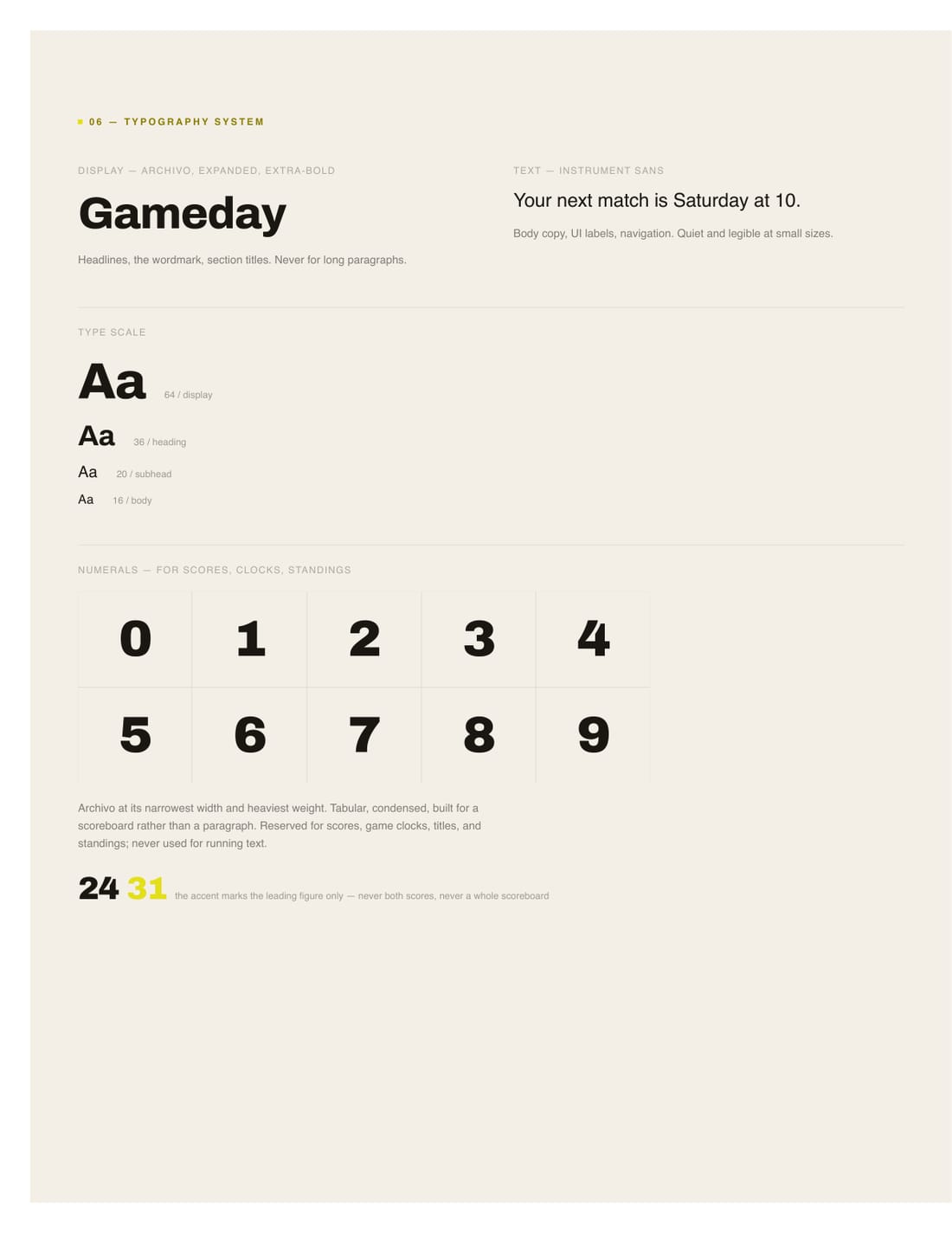 SportsDay brand sheet, page 9