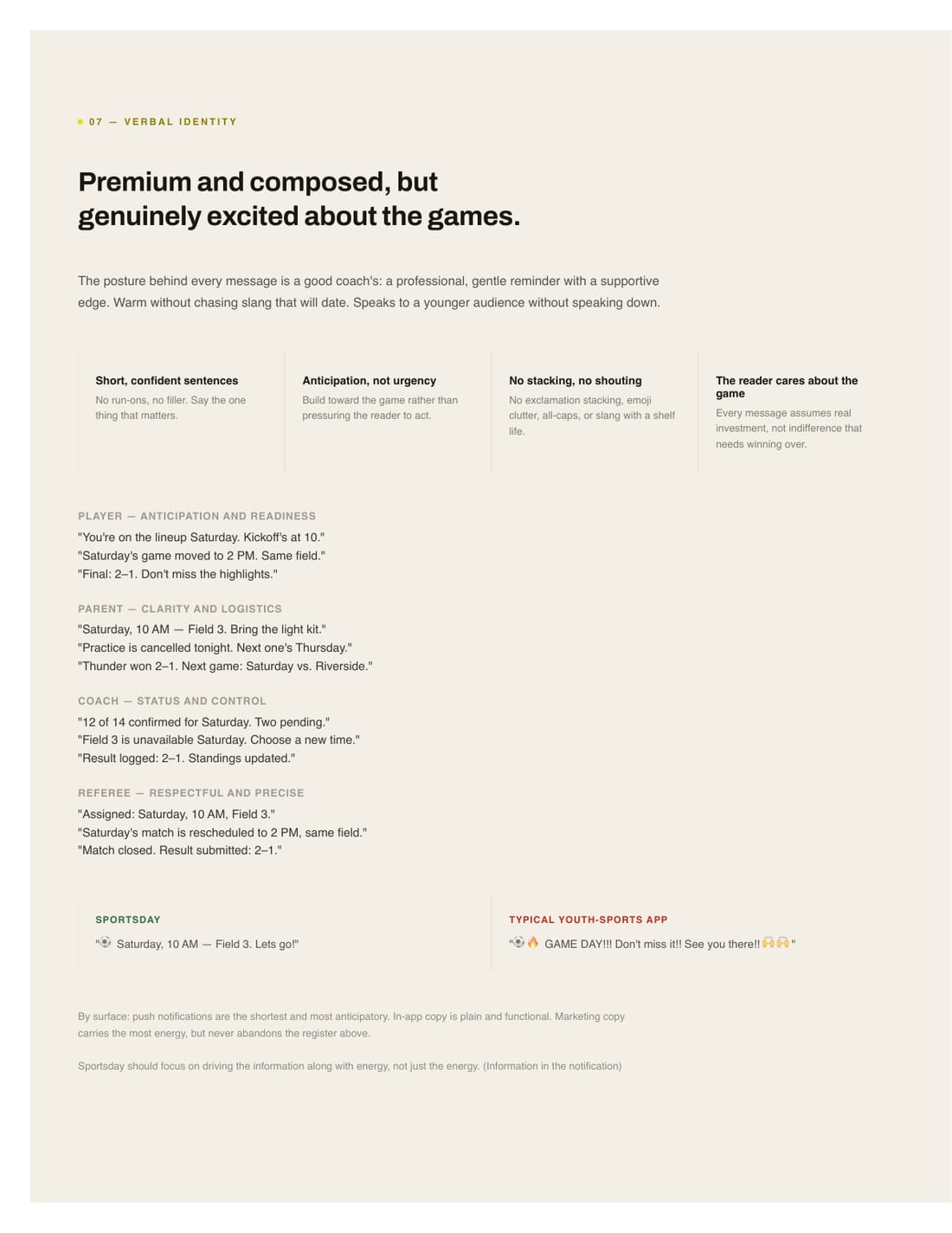 SportsDay brand sheet, page 10