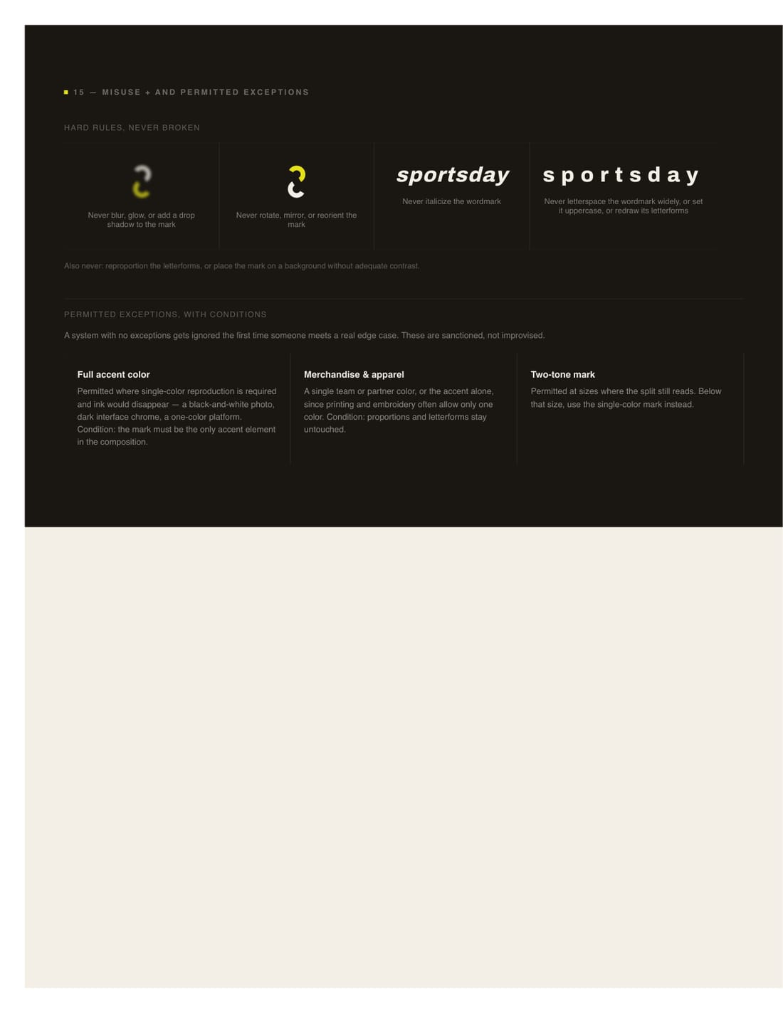 SportsDay brand sheet, page 18